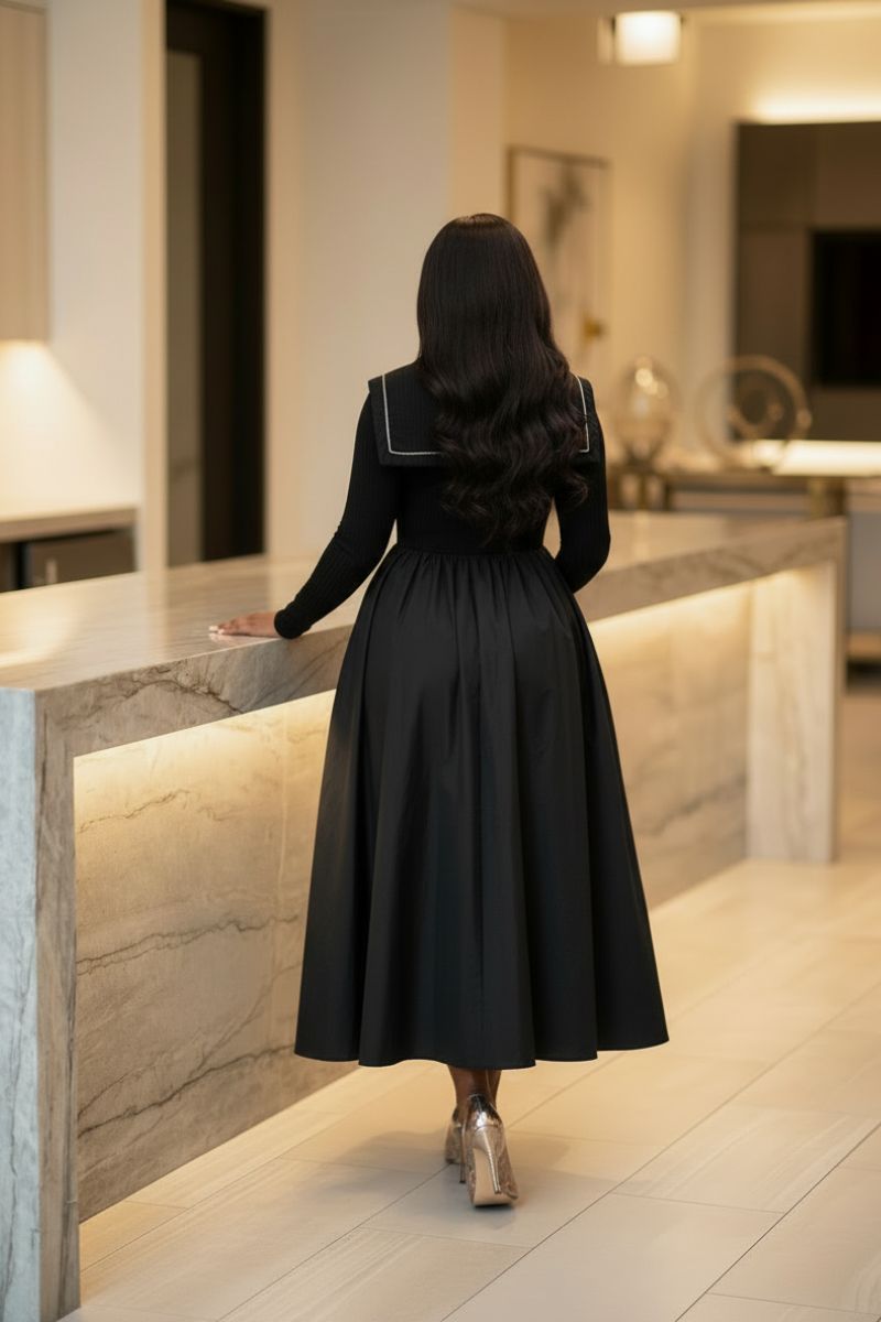 Bossy Zip Up Contrasts Long Dress